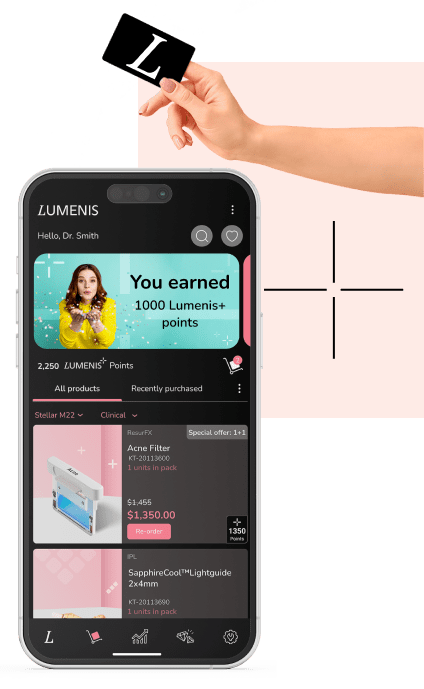 A mobile screen displaying the online store module of the Lumenis App